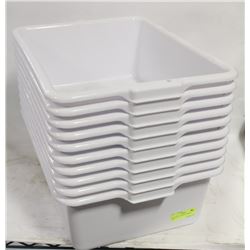 TOTE BOX - LOT OF 10 - WHITE  7" DEEP
