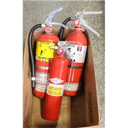 LOT OF 3 SMALL CHARGED EXTINGUISHERS IN BOXES