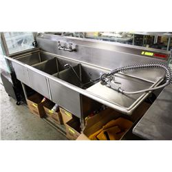 TRIPLE NSF COMMERCIAL SINK W/ PULL DOWN FAUCET