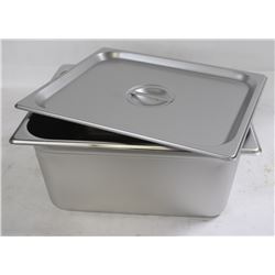 ME#10) S/S FOOD PAN HALF SIZE 6" DEEP WITH LID