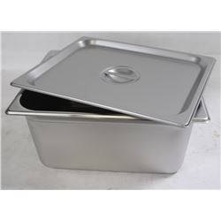 ME#10) S/S FOOD PAN HALF SIZE 6" DEEP WITH LID