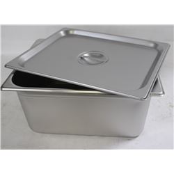 ME#10) S/S FOOD PAN HALF SIZE 6" DEEP WITH LID