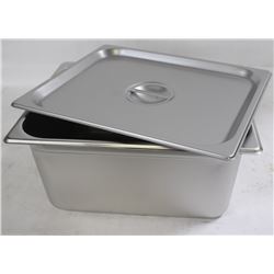 ME#10) S/S FOOD PAN HALF SIZE 6" DEEP WITH LID