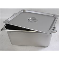 ME#10) S/S FOOD PAN HALF SIZE 6" DEEP WITH LID