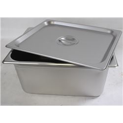 ME#10) S/S FOOD PAN HALF SIZE 6" DEEP WITH LID