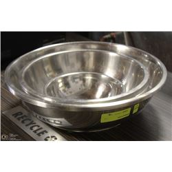 GROUP OF 15" BOWLS STAINLESS STEEL MIXING BOWLS