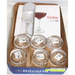 FLAT OF NEW GLASSWARE INCLUDES 20 OZ WINE GOBLETS