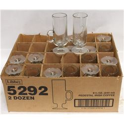 CASE OF 20 NEW PEDESTAL IRISH COFFEE MUGS