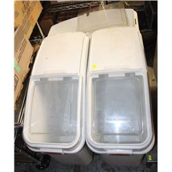 GROUP OF 3 RUBBERMAID ROLLING BAKERS BINS W/ LID