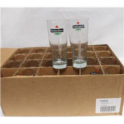 CASE WITH 24 HEINEKEN BRANDED 20 OZ NEW GLASSES