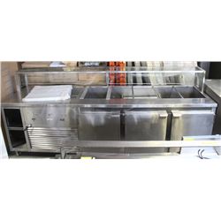 9 FT THREE-DOOR REFRIGERATED PREP DRAW GLASS BACK