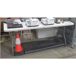 3 LARGE FOLDING TABLES W/ 10 CHAIRS