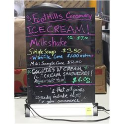 BACKLIT LED ERASABLE COLOR MARKER ADVERTISING SIGN
