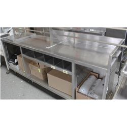 STAINLESS STEEL TABLE WITH SHELVES 86"X23"