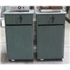 Image 1 : TWO GREEN WOODEN COMMERCIAL WASTE BIN