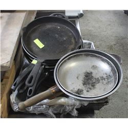 PALLET OF FRYING PANS ETC.
