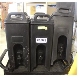 GROUP OF 3 BLACK INSULATED BEVERAGE DISPENSERS