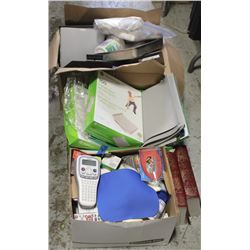 3 BOXES OF OFFICE SUPPLIES, CLIPS, ELECTRONICS AND