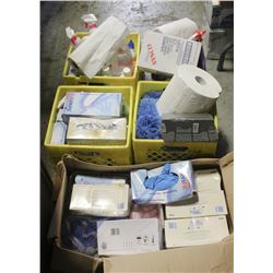 FOUR CRATES OF CLEANING SUPPLIES INCL. SOLUTIONS