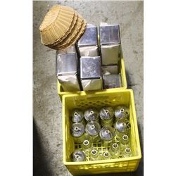 TWO CRATES OF SUGAR AND NAPKIN DISPENSERS