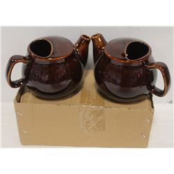 2 NEW  BROWN-FINISH 2 CUP TEAPOTS