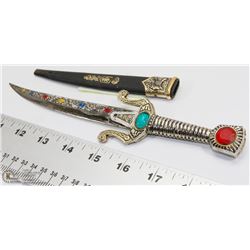 CURVED DAGGER WITH STONES AND SHEATH