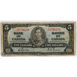 1937 CANADIAN $5 DOLLAR BILL