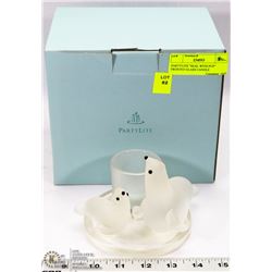 PARTYLITE "SEAL WITH PUP" FROSTED GLASS CANDLE