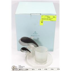 PARTYLITE "ORCA WHALES" FROSTED GLASS CANDLE