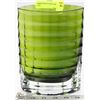 RIBBED DESIGN GREEN ART GLASS VASE.
