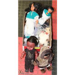 BOX OF 8 VINTAGE ABORIGINAL DOLLS.
