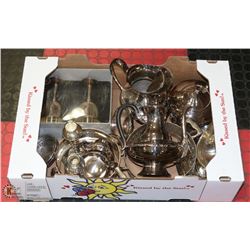 ESTATE BOX OF SILVER PLATE SERVING WARE  - COFFEE