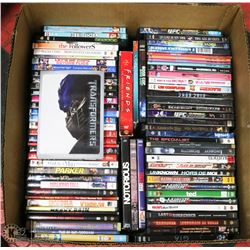 LARGE BOX W/OVER 75 DVD MOVIES -