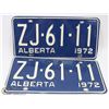 Image 1 : PAIR OF VINTAGE 1972 ALBERTA LICENCE PLATES.