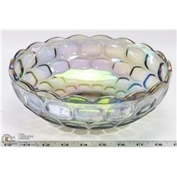 LARGE BLUE CARNIVAL GLASS BOWL