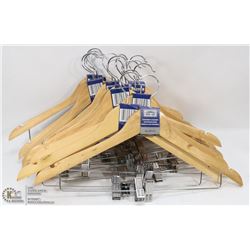LARGE BOX OF NEW WOOD SUIT HANGERS