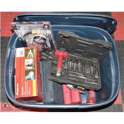 BOX 1 CONTAINS BRAND NEW WORK LIGHT, PLIERS,