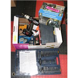 BOX 4 INCL SPOTLIGHT, BOX OF TAP AND DIE SET ,