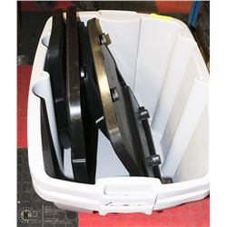 2 SUNCAST 18 GALLON STACKING BINS W/LIDS.