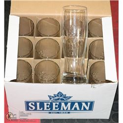 BOX  OF 12 NEW 20 OZ SLEEMAN BEER TUMBLERS.
