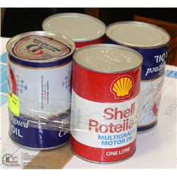 LOT OF 4 VINTAGE OIL CANS.