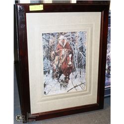 FRAMED 3D PAPER TOLE COWBOY IN WINTER SCENE -
