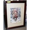 Image 1 : FRAMED 3D PAPER TOLE COWBOY IN WINTER SCENE -