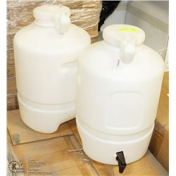 PAIR OF PLASTIC WATER JUG DISPENSERS.