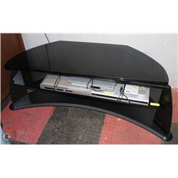 BLACK GLASS TOP TV STAND. FURNITURE