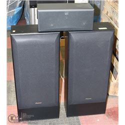 PAIR OF PIONEER SPEAKERS WITH SONY CENTER CHANNEL