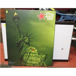 HEINEKIN WALL PLAQUE SOLD WITH WHITE BOARD