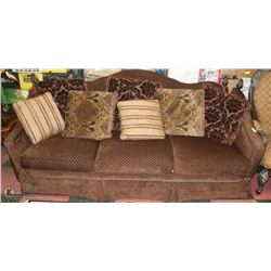 DELUXE TRUMP COMPANY 99" FABRIC SOFA WITH THROW CUSHIONS