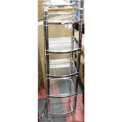 CHROME ETEGERE WITH GLASS SHELVES