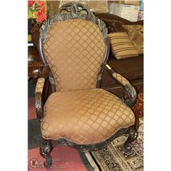 DELUXE WOOD CARVED ARM CHAIR 36" WIDE